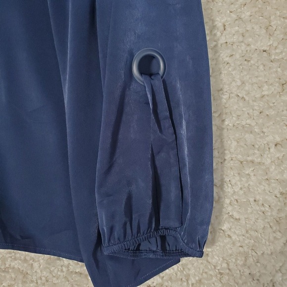 Chicos Women Grommet Sleeve Top Size 2 Petite US 12 Blue Office Event Blouse - Picture 4 of 13